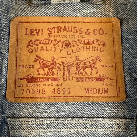 Levis 70598 4891 Denim Trucker Jacket Mens Medium Blue Vintage 90s Oversized - Picture 3 of 7